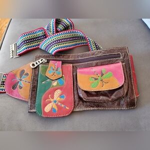 Lama Leather Handcrafted Colorful Dragonfly Leather Belt,crossbody  Bag Womens